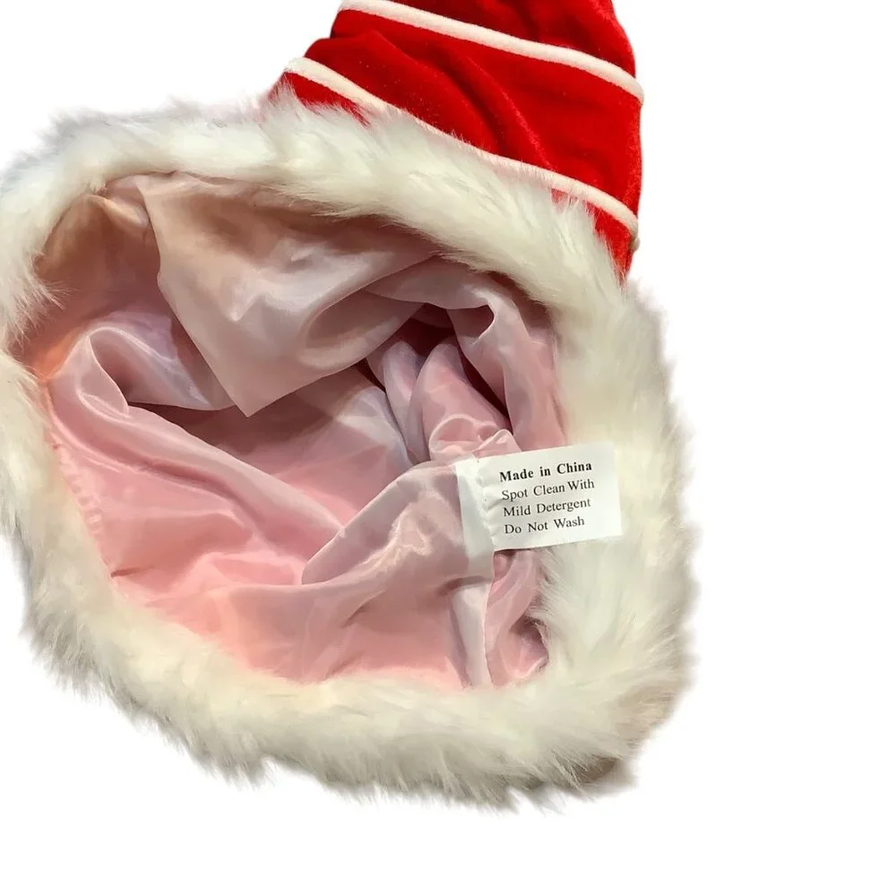 Extra Long Red Santa Claus Christmas Hat White Faux Fur‎ Trim 27